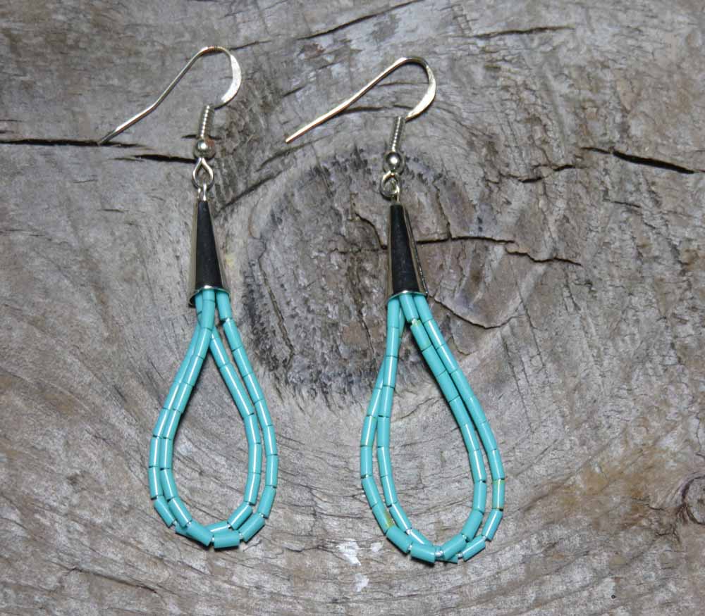 Turquoise Hoop Heishi Santo Domingo Earrings